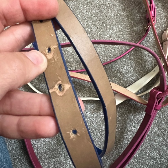 J. Crew Skinny Belts. Set of 5- Pink, Blue, White, Leopard & Hot Pink - Picture 5 of 5